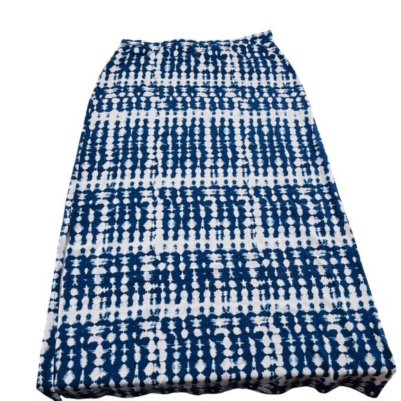 Chicos Size 1 Small Womens Blue & White Tie-Dye Maxi Skirt Stretch Knit - Picture 5 of 5